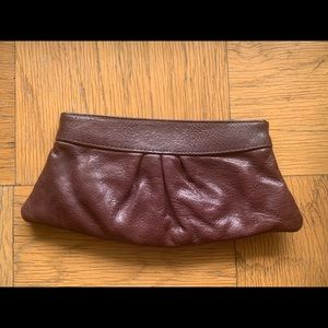 Lauren Merkin dark purple leather clutch